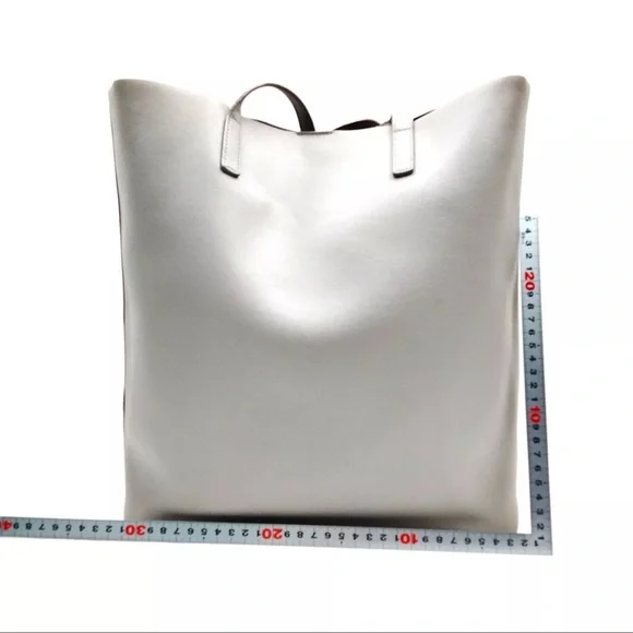 Pre-Owned YVES SAINT LAURENT Toy Supple Leather Shopping Tote Bag Gray - Picture 2 of 9